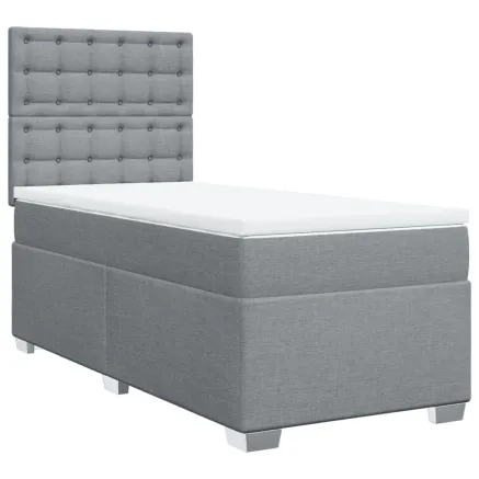 Sommier à lattes de lit avec matelas gris clair 80x200 cm tissu 2