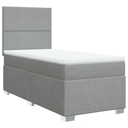 Sommier à lattes de lit avec matelas Gris clair 90x200 cm Tissu 2