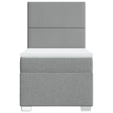 Sommier à lattes de lit avec matelas Gris clair 90x200 cm Tissu