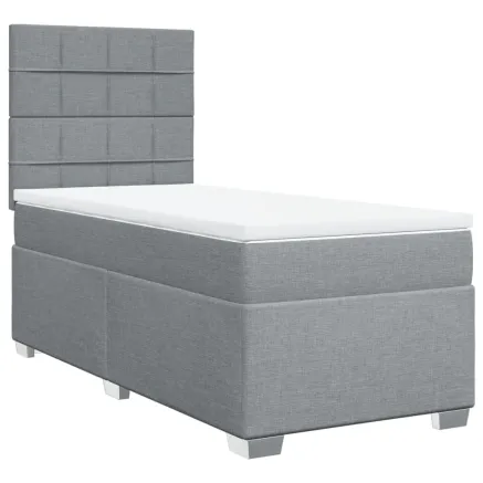 Sommier à lattes de lit avec matelas Gris clair 90x200 cm Tissu 2