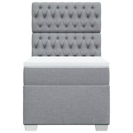 Sommier à lattes de lit avec matelas Gris clair 90x200 cm Tissu