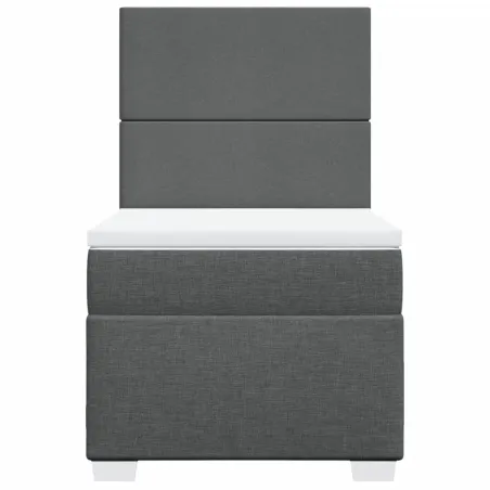 Sommier à lattes de lit avec matelas Gris foncé 100x200cm Tissu