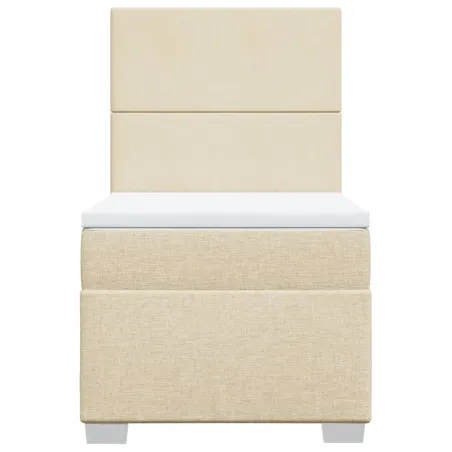 Sommier à lattes de lit avec matelas Crème 100x200 cm Tissu
