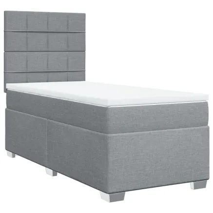 Sommier à lattes de lit avec matelas Gris clair 100x200cm Tissu 2
