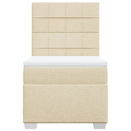 Sommier à lattes de lit avec matelas Crème 100x200 cm Tissu