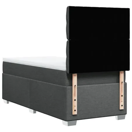 Sommier à lattes de lit avec matelas Gris foncé 100x200cm Tissu