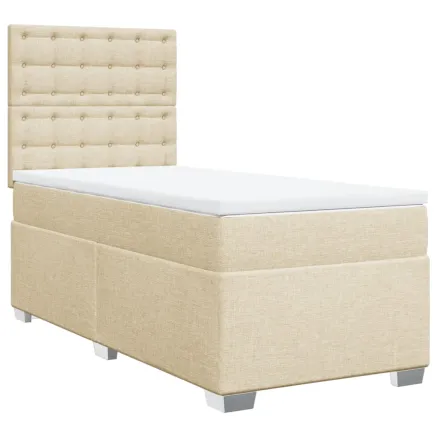 Sommier à lattes de lit avec matelas Crème 100x200 cm Tissu 2