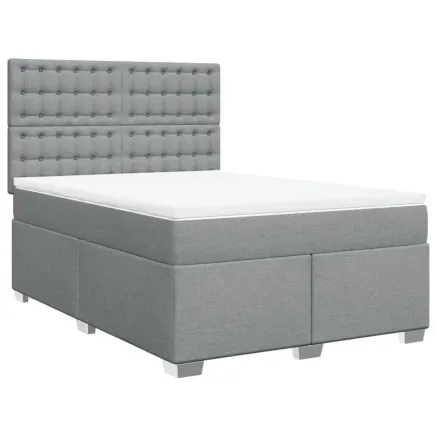 Sommier à lattes de lit avec matelas Gris clair 140x190cm Tissu 2