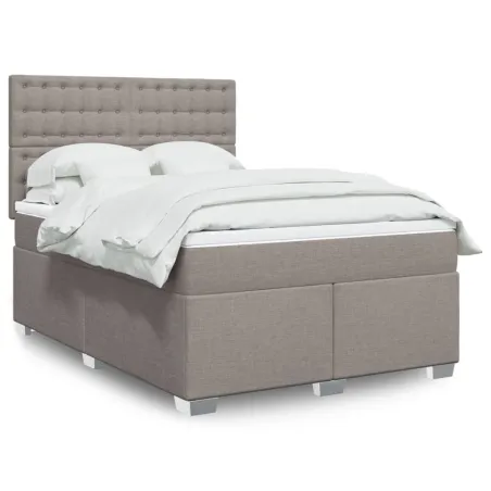 Sommier à lattes de lit avec matelas Taupe 140x190 cm Tissu