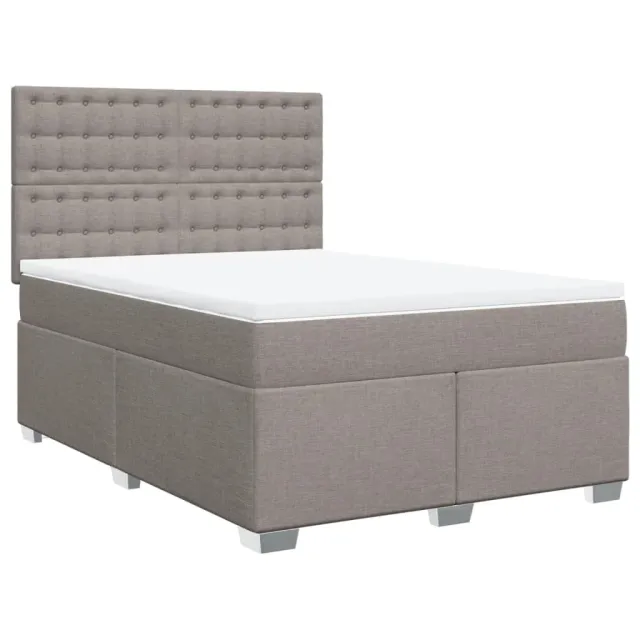 Sommier à lattes de lit avec matelas Taupe 140x190 cm Tissu