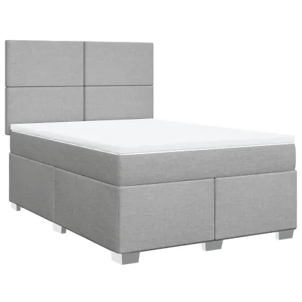 Sommier à lattes de lit avec matelas Gris clair 140x200cm Tissu 2