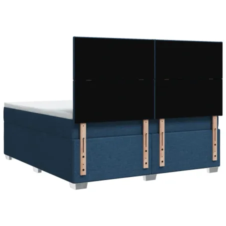 Sommier à lattes de lit avec matelas Bleu 180x200 cm Tissu