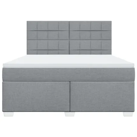 Sommier à lattes de lit avec matelas Gris clair 180x200cm Tissu