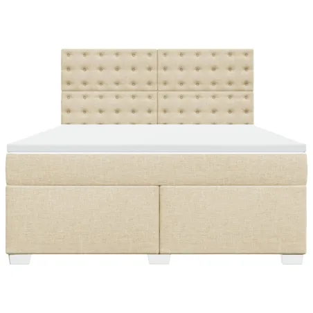 Sommier à lattes de lit avec matelas Crème 180x200 cm Tissu