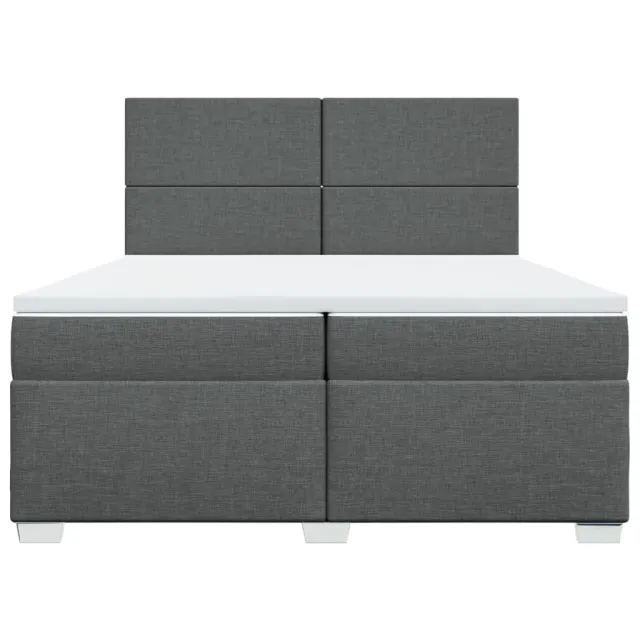 Sommier à lattes de lit avec matelas Gris foncé 200x200cm Tissu