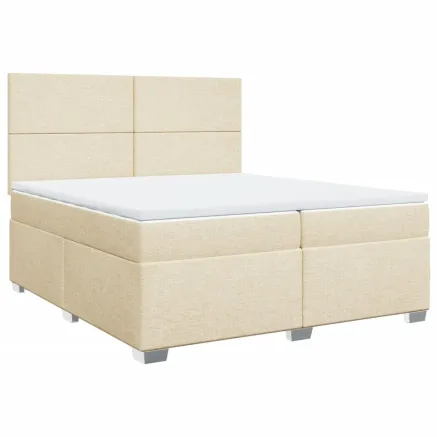 Sommier à lattes de lit avec matelas Crème 200x200 cm Tissu 2