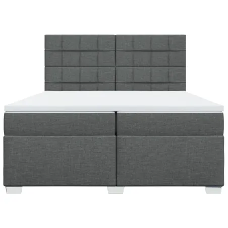 Sommier à lattes de lit avec matelas Gris foncé 200x200cm Tissu