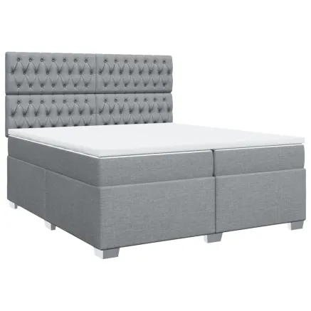 Sommier à lattes de lit avec matelas Gris clair 200x200cm Tissu 2