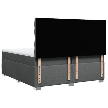 Sommier à lattes de lit avec matelas Gris foncé 200x200cm Tissu