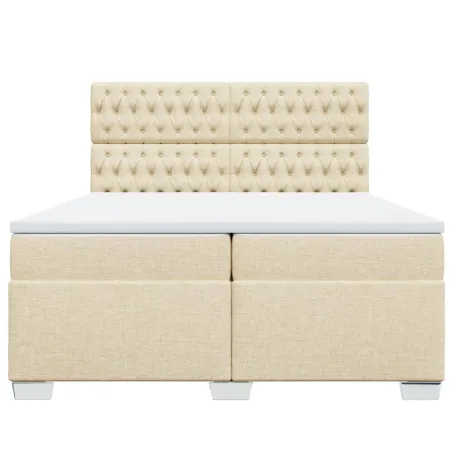 Sommier à lattes de lit avec matelas Crème 200x200 cm Tissu