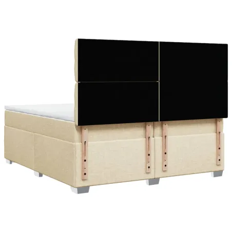 Sommier à lattes de lit avec matelas Crème 200x200 cm Tissu