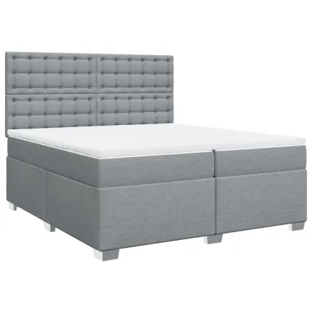Sommier à lattes de lit avec matelas Gris clair 200x200cm Tissu 2