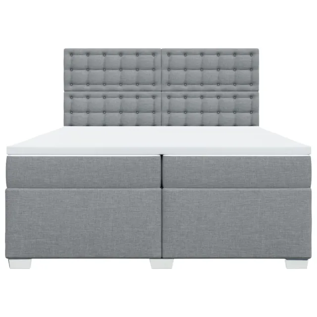 Sommier à lattes de lit avec matelas Gris clair 200x200cm Tissu