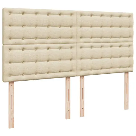 Sommier à lattes de lit avec matelas Crème 200x200 cm Tissu