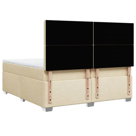 Sommier à lattes de lit avec matelas Crème 200x200 cm Tissu