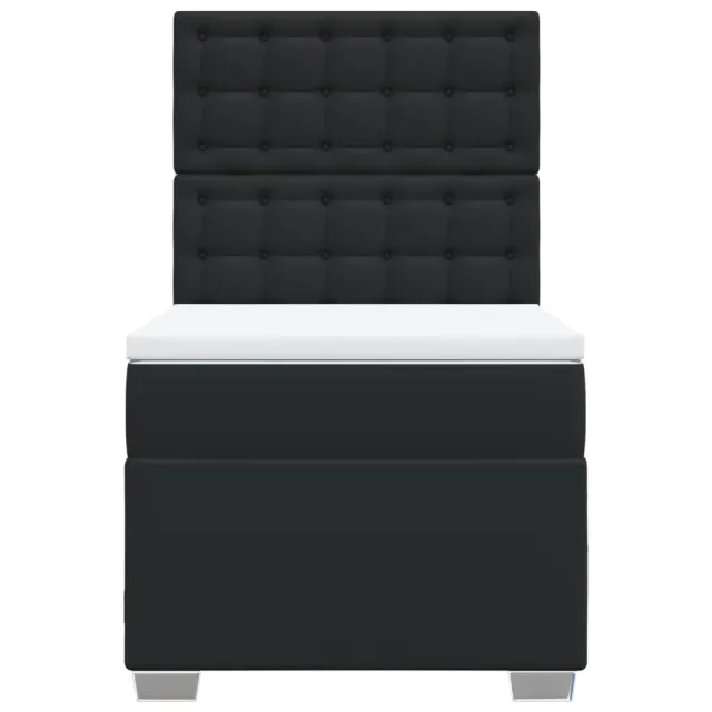 Sommier à lattes de lit avec matelas Noir 80x200cm Similicuir