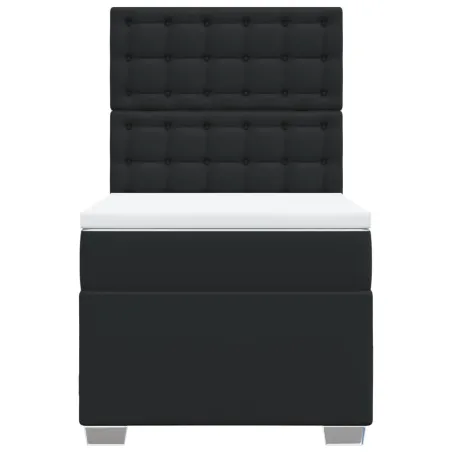Sommier à lattes de lit avec matelas Noir 80x200cm Similicuir
