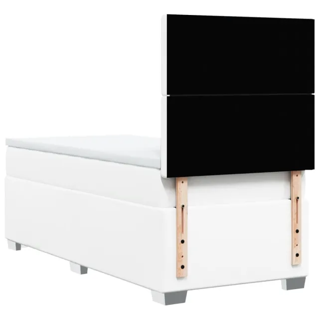 Sommier à lattes de lit avec matelas Blanc 80x200 cm Similicuir