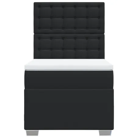 Sommier à lattes de lit avec matelas Noir 90x190 cm Similicuir