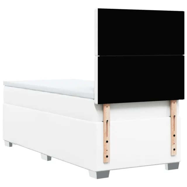 Sommier à lattes de lit avec matelas Blanc 90x190 cm Similicuir