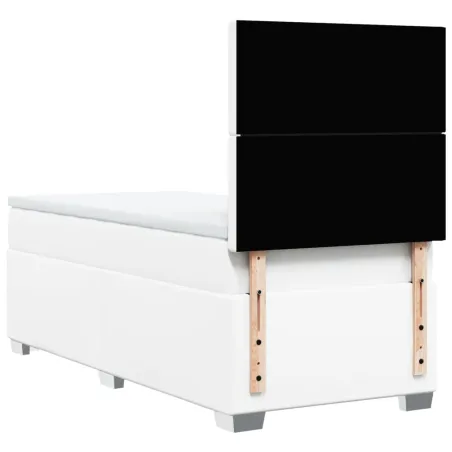Sommier à lattes de lit avec matelas Blanc 90x190 cm Similicuir