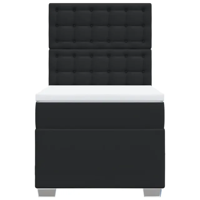 Sommier à lattes de lit avec matelas Noir 90x200 cm Similicuir