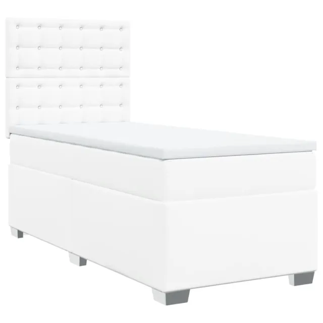 Sommier à lattes de lit avec matelas Blanc 90x200 cm Similicuir