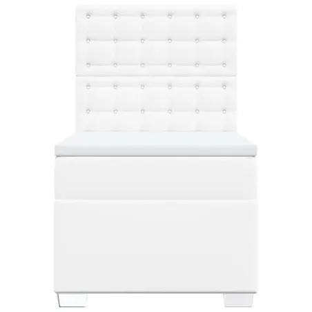 Sommier à lattes de lit avec matelas Blanc 90x200 cm Similicuir