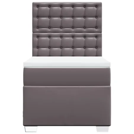 Sommier à lattes de lit avec matelas Gris 90x200 cm Similicuir