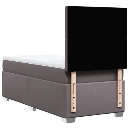Sommier à lattes de lit avec matelas Gris 90x200 cm Similicuir