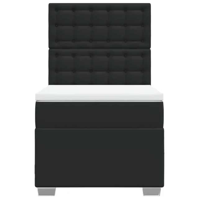 Sommier à lattes de lit avec matelas Noir 100x200 cm Similicuir