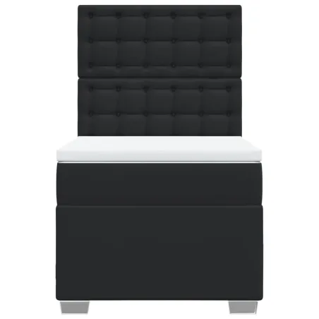 Sommier à lattes de lit avec matelas Noir 100x200 cm Similicuir