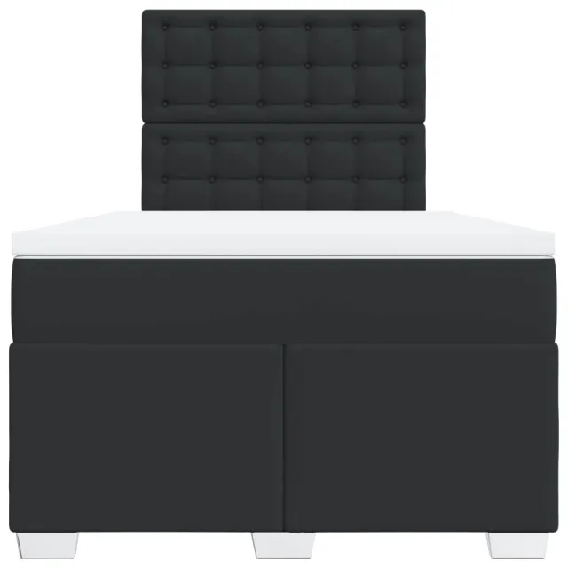 Sommier à lattes de lit avec matelas noir 120x190 cm similicuir