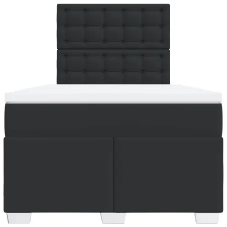 Sommier à lattes de lit avec matelas noir 120x190 cm similicuir