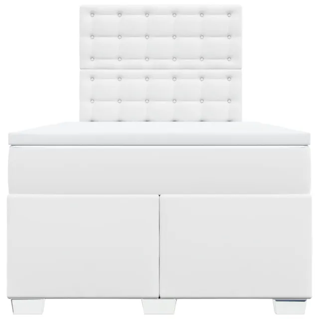 Sommier à lattes de lit avec matelas blanc 120x190cm similicuir