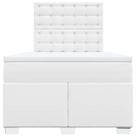 Sommier à lattes de lit avec matelas blanc 120x190cm similicuir