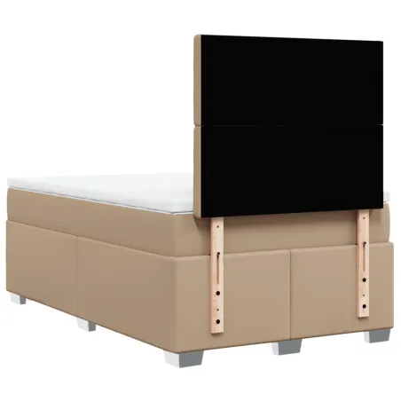 Lit à sommier tapissier avec matelas cappuccino 120x190cm similicuir