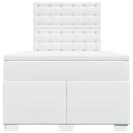 Sommier à lattes de lit avec matelas Blanc 120x200cm Similicuir