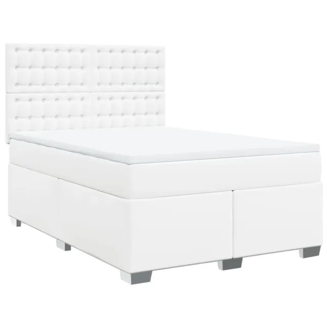 Sommier à lattes de lit avec matelas Blanc 140x190cm Similicuir