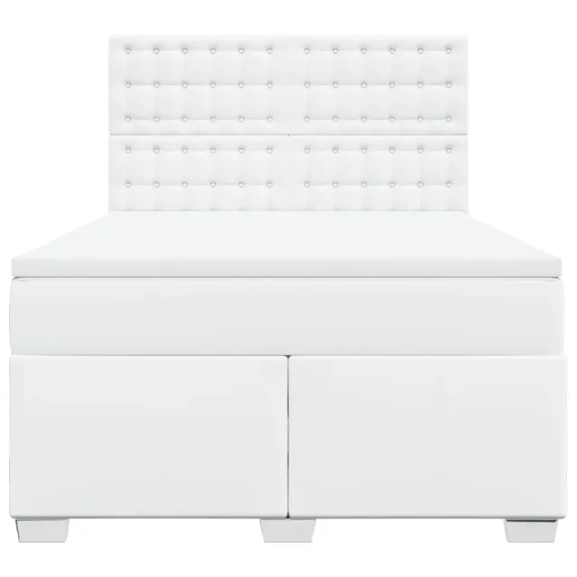Sommier à lattes de lit avec matelas Blanc 140x190cm Similicuir